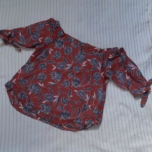 Ann Taylor Factory Floral Off-Shoulder Blouse